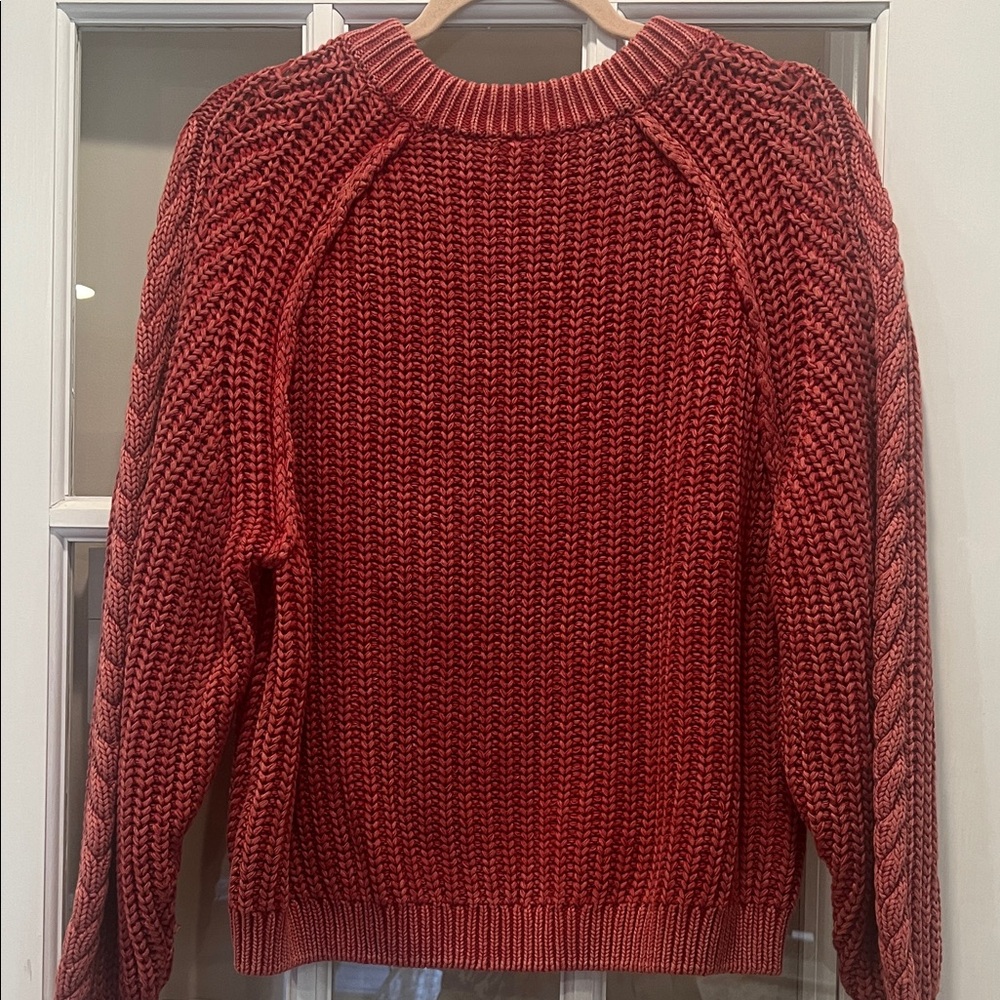 Free People Rich Red Cable Knit Sweater - Picture 7 of 9